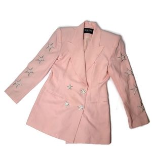 Solini vintage 80s pink star blazer. The buttons are sparkle stars. 4 barbiecore